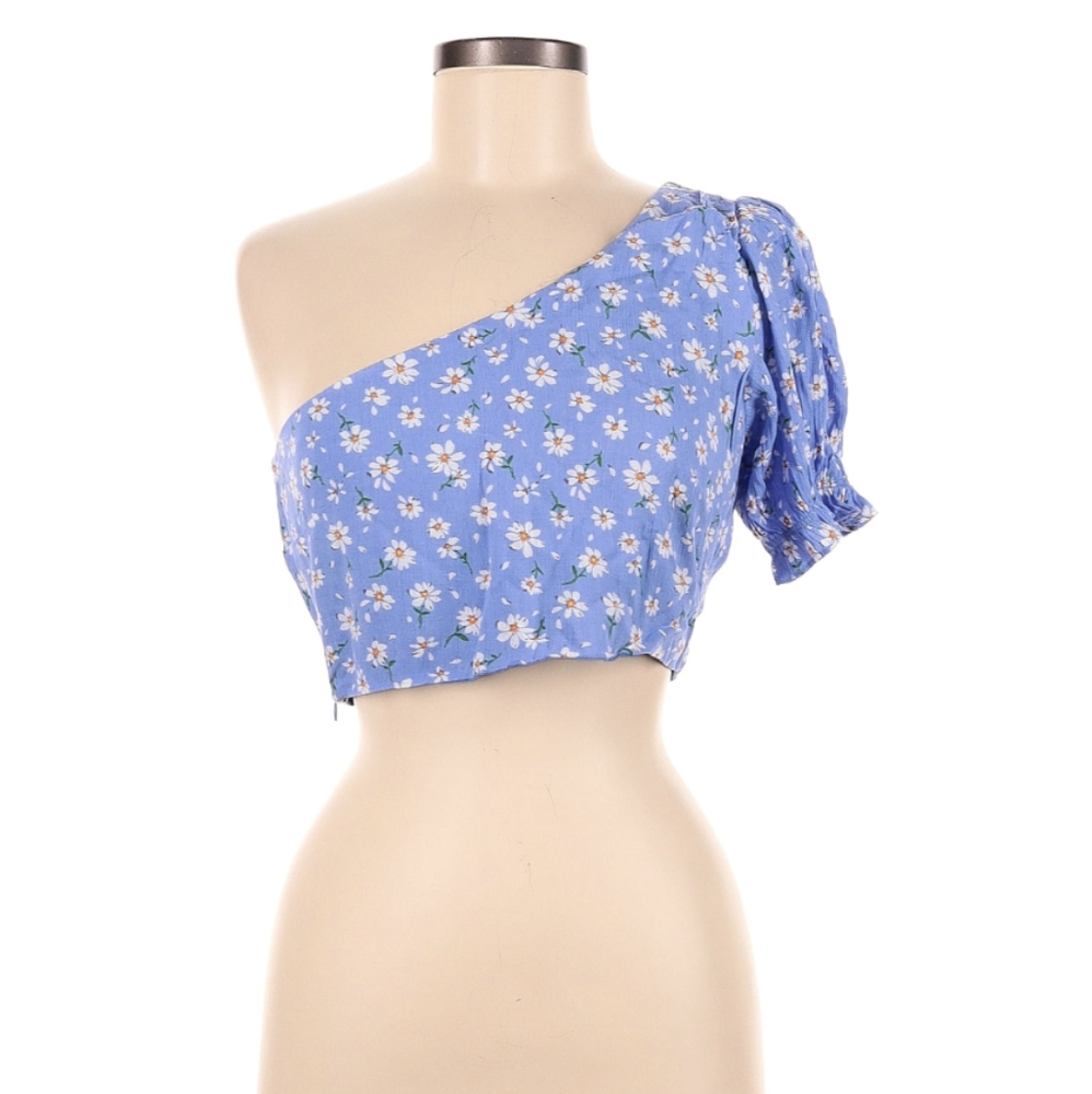 NWT Seven Wonders Blue with White Flowers Crop Top - Size 6